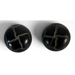 2 Vtg Black Silver Domed Buttons Leather Look Coat Jacket